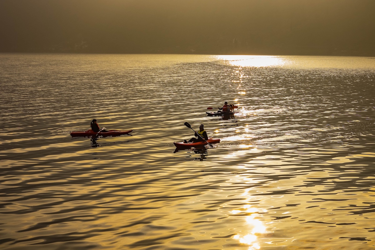 Coucher de soleil sur la rivière le Léguer, ambiance crépusculaire
